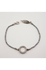 Bracciale ematite argento, zirconi cubici