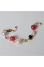 bracciale giada rosa, perle barocche,t.macchina