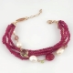 Bracciale giada rosa, perle di fiume, olivina
