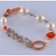 Bracciale labradorite,agata arancione, perle barocche