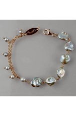 Bracciale perle biwa grigie