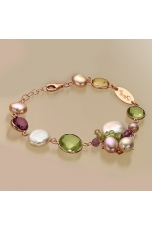 Bracciale perle di fiume, ametista verde, quarzo citrino