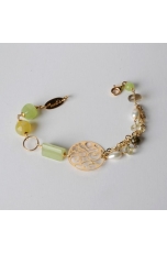 Bracciale,  giada lemon,  granato verde, citrino, perle di fiume