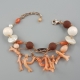  Bracciale a 2 fili, corallo rosa, lava, perle di fiume