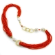 Chanel corallo bamboo rosso, perle barocche, filigrana