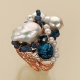 Anello agata blu zaffiro, perle di fiume