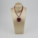 Ciondolo cuore tessuto a mano con girocollo in agata ruby
