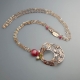 Ciondolo, laserati martellati,giada rosa, peridot, perle