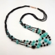 Collana a tre fili, agata nera, Giada Tiffany