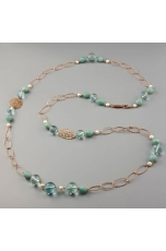 Collana amazzonite, ossidiana, perle di fiume