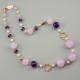 Collana ametista, giada lavanda,perle di fiume