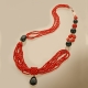 Collana corallo bamboo rosso e agata nera