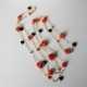 Collana corallo rosso, goccine spinello nero